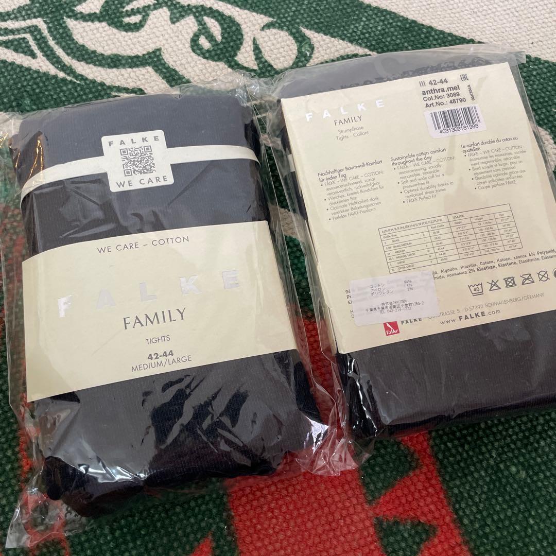 2足セット　FALKE ファミリータイツチャコールグレー（42-44 ）