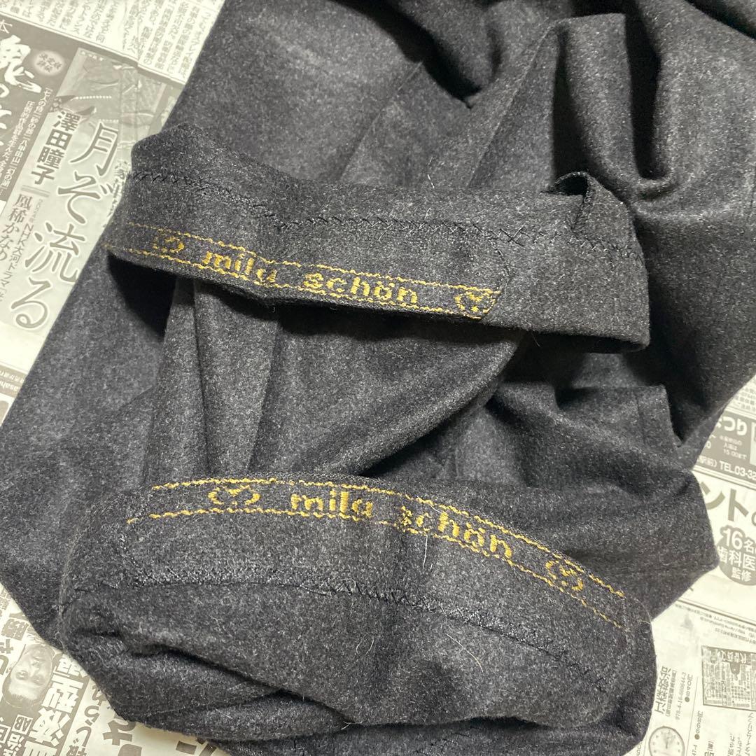 ミラショーン　超肉厚　フラノカシミヤ100% チャコールグレー　ダブルスーツ