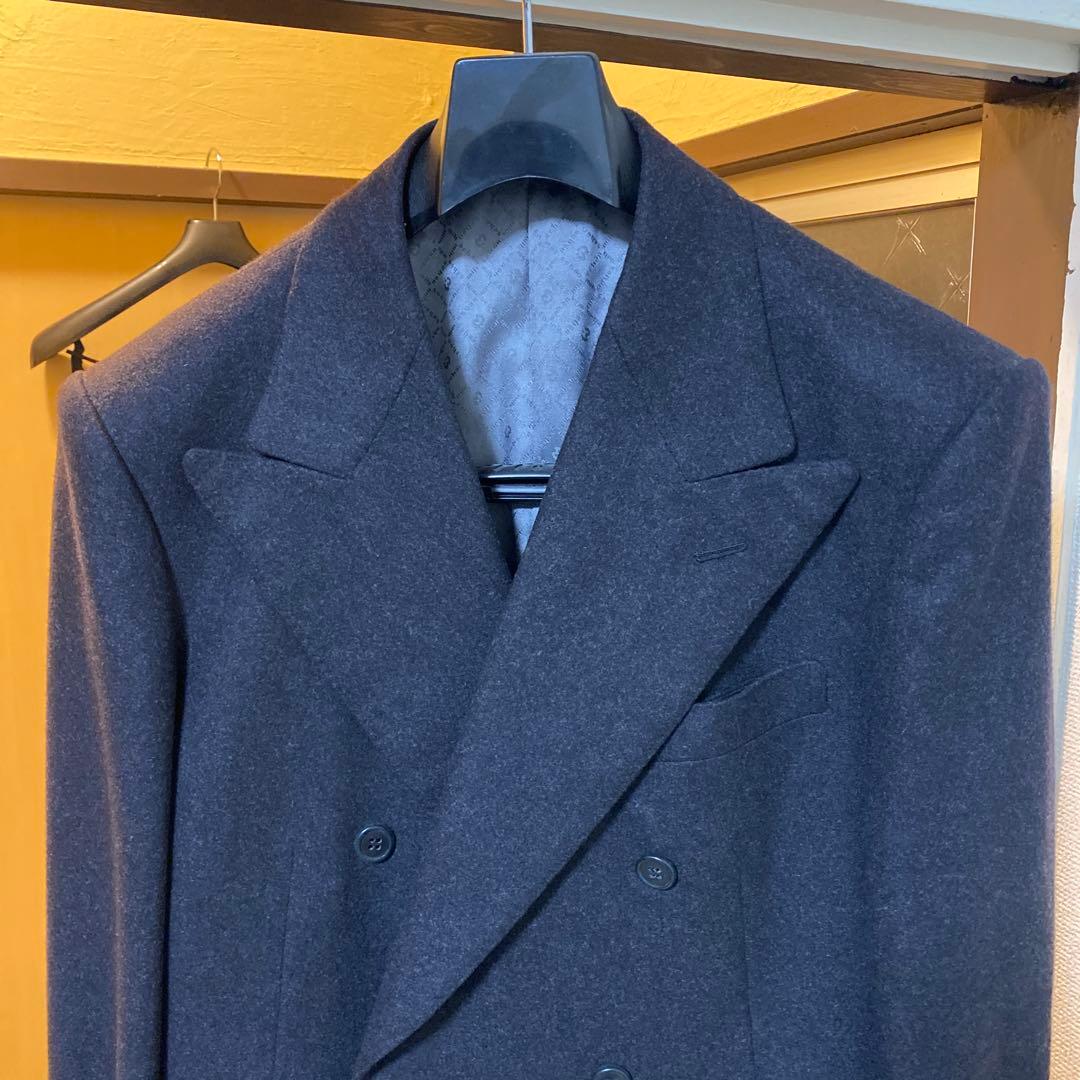 ミラショーン　超肉厚　フラノカシミヤ100% チャコールグレー　ダブルスーツ