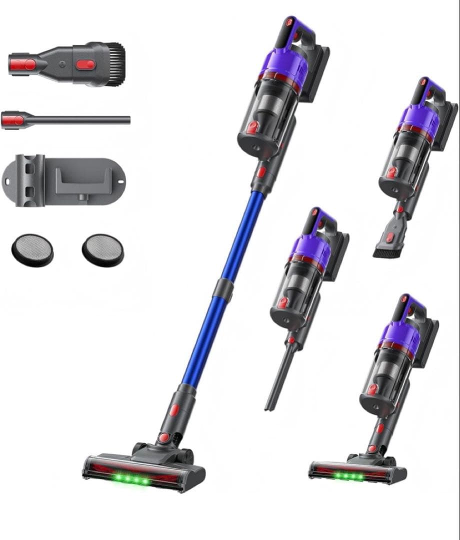 【人気】掃除機 コードレス 強力吸引 自立式 55分連続稼働 軽量 視感グリーン