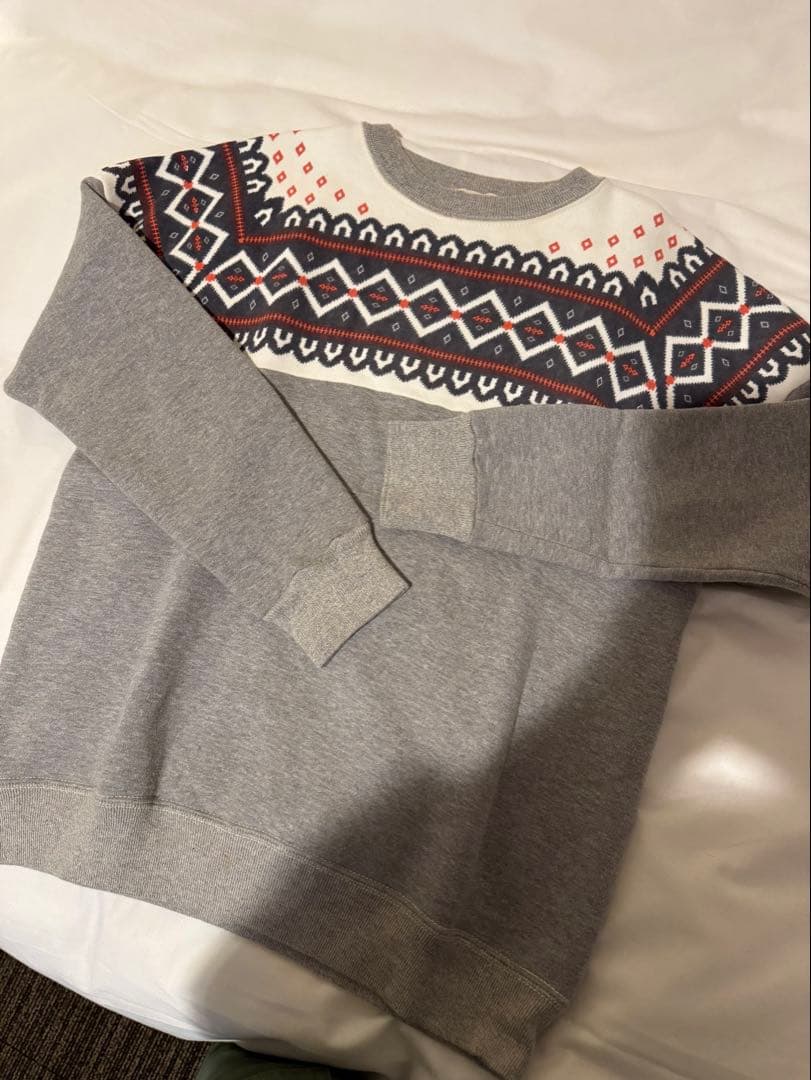 ウエアハウス 雪柄スウェット グレー サイズ38 Warehouse