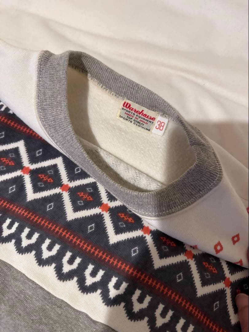 ウエアハウス 雪柄スウェット グレー サイズ38 Warehouse