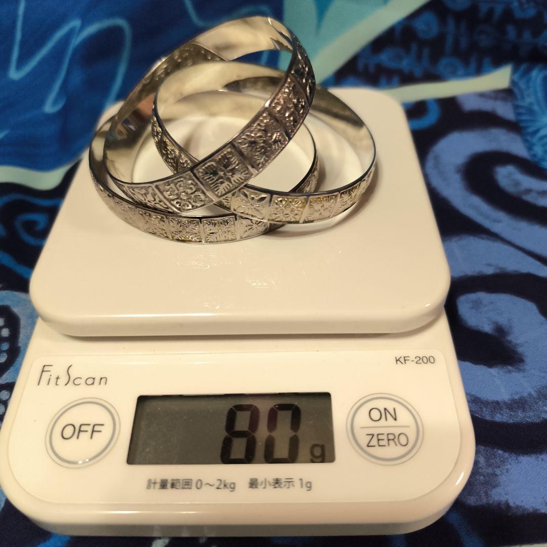 シルバー925　ハワイアンバングル 3点セット 80g