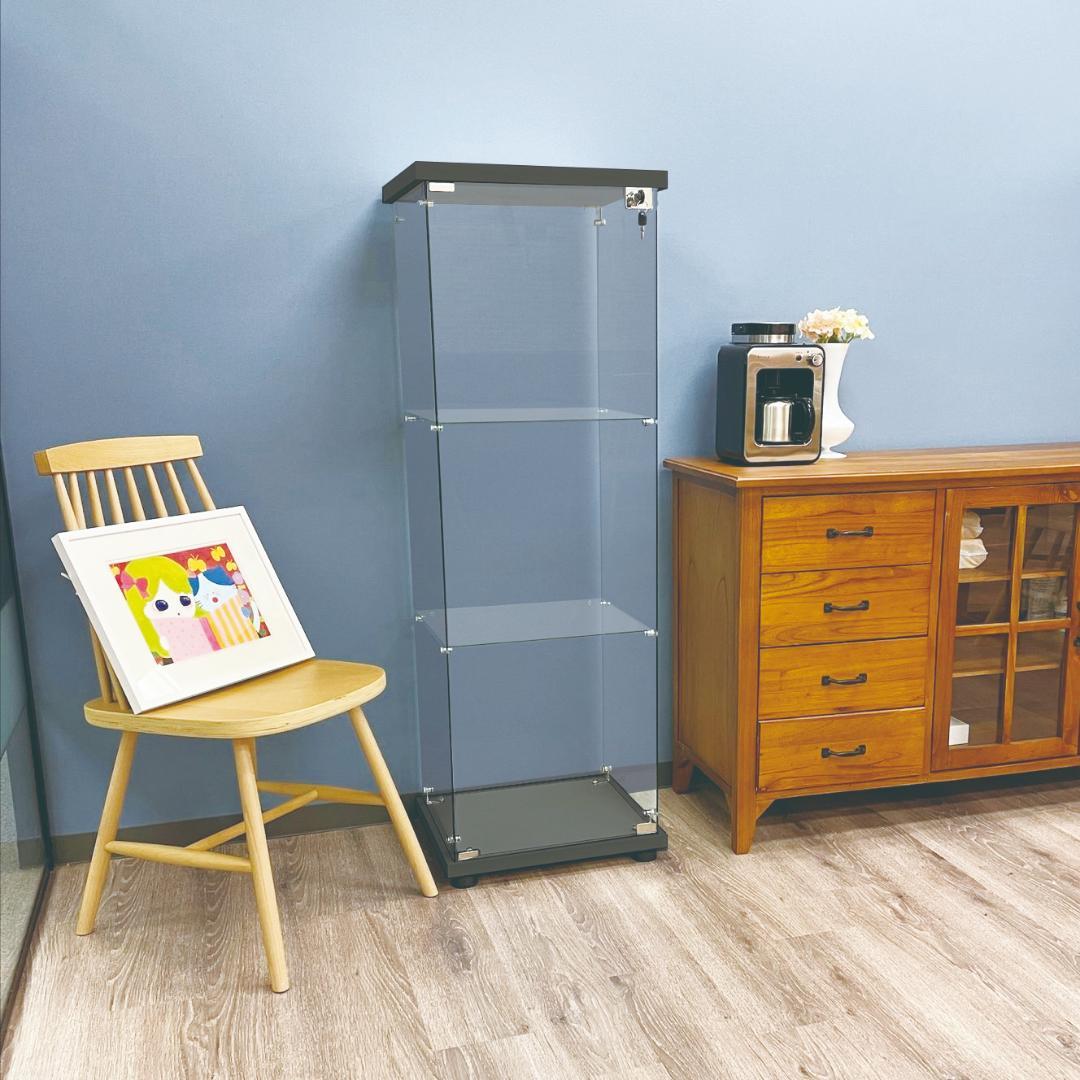 【撮影使用品】ガラスコレクションケース｜3段スリム黒｜フィギュア棚｜ショーケース