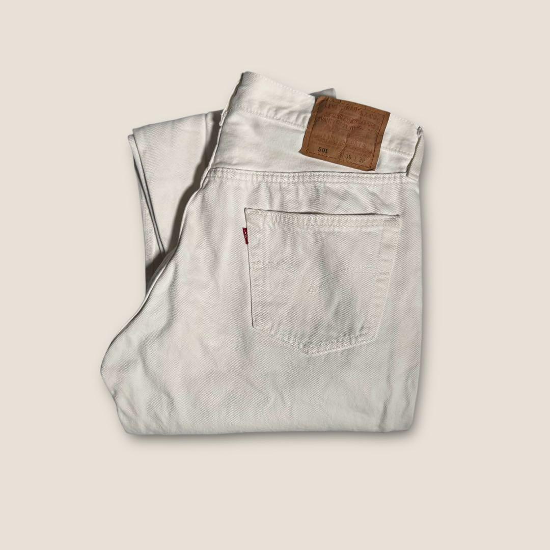 【名作】90s USA製 リーバイス501 ホワイトデニムパンツ 36 × 32