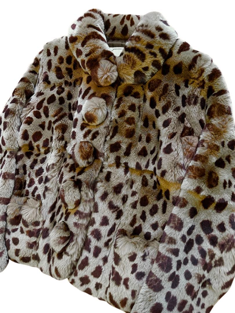 限定 新品同様 マドモアゼルノンノン 豹柄 レッキス毛皮 最高級 本革コート