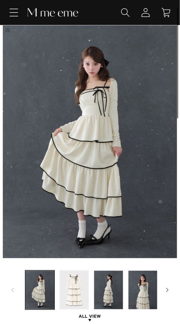 M me eme（エムミーエメ） ティアードリボンアンサンブルワンピース