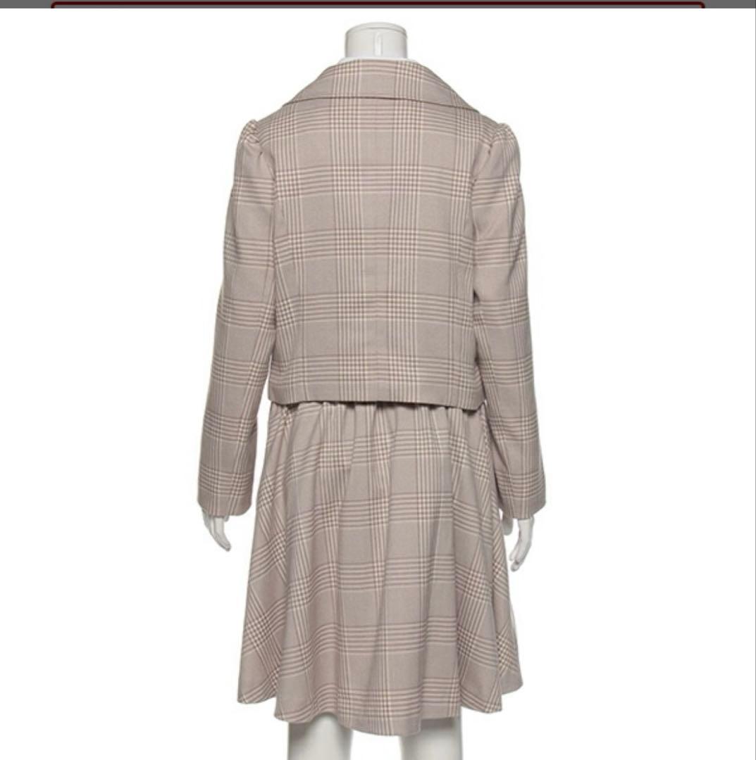 メゾピアノジュニア160チェック柄ジャケット×サスペンダースカート×リボンタイ