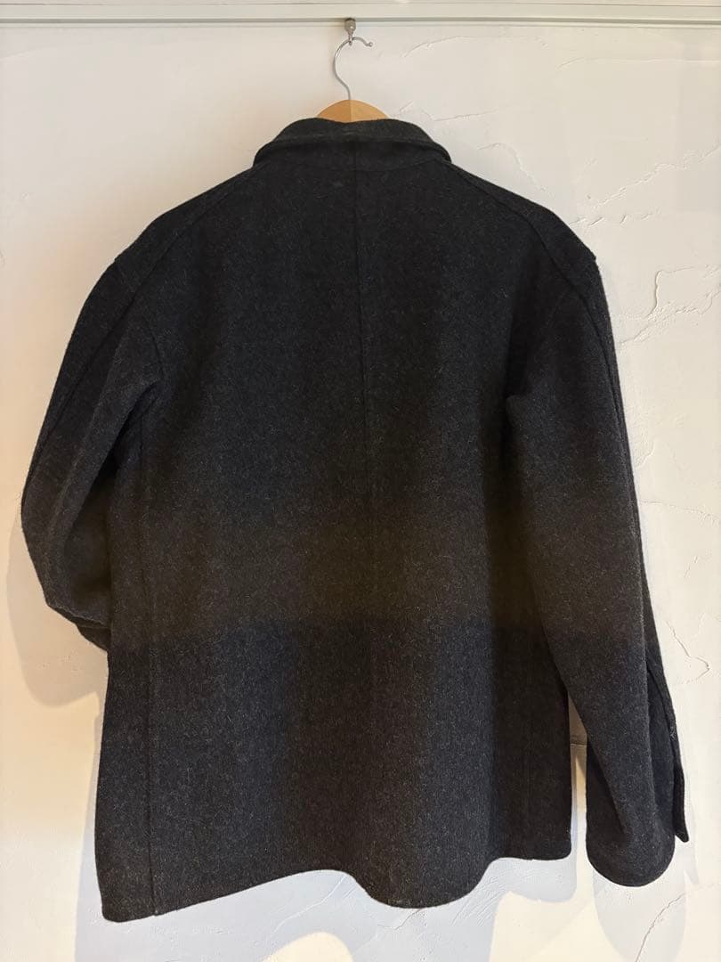 Post overallsダークグレー ウールショットコート