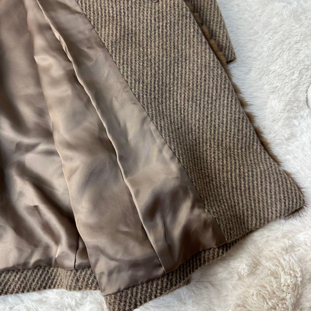 美品 レリアン カシミア ベージュ ファー付き ロングコートM程度