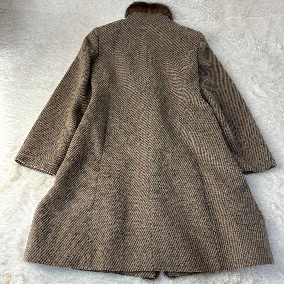 美品 レリアン カシミア ベージュ ファー付き ロングコートM程度