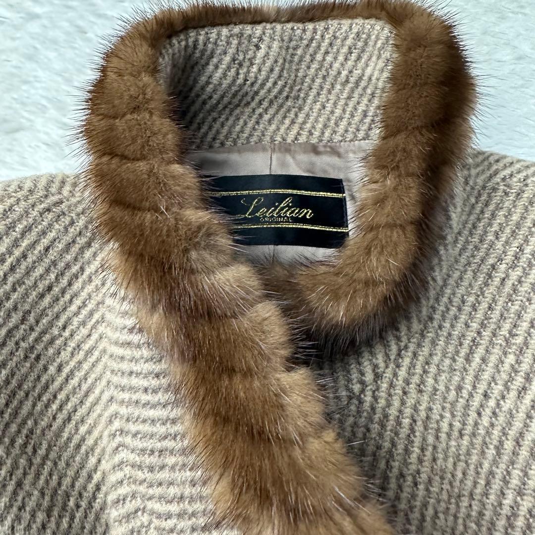 美品 レリアン カシミア ベージュ ファー付き ロングコートM程度