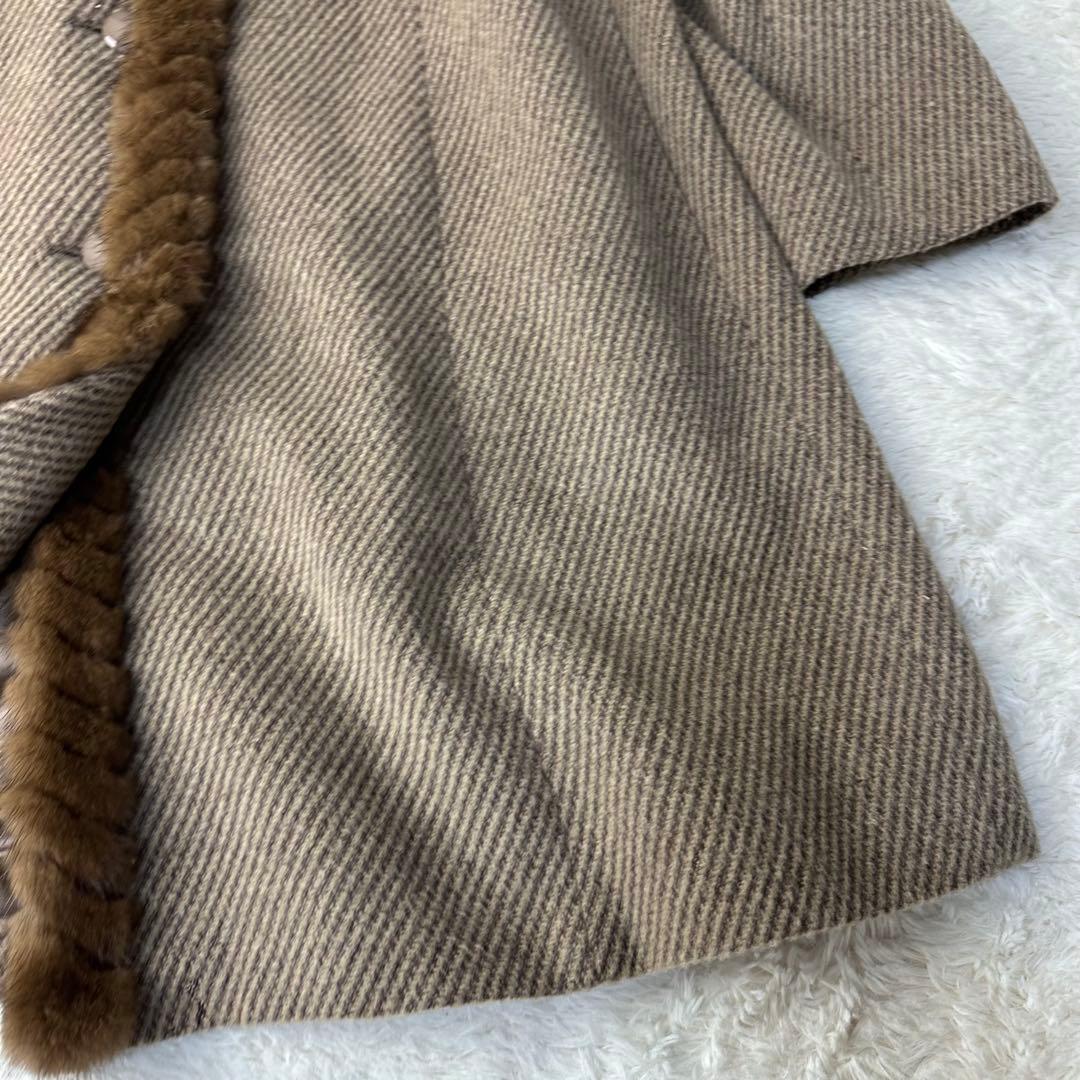 美品 レリアン カシミア ベージュ ファー付き ロングコートM程度