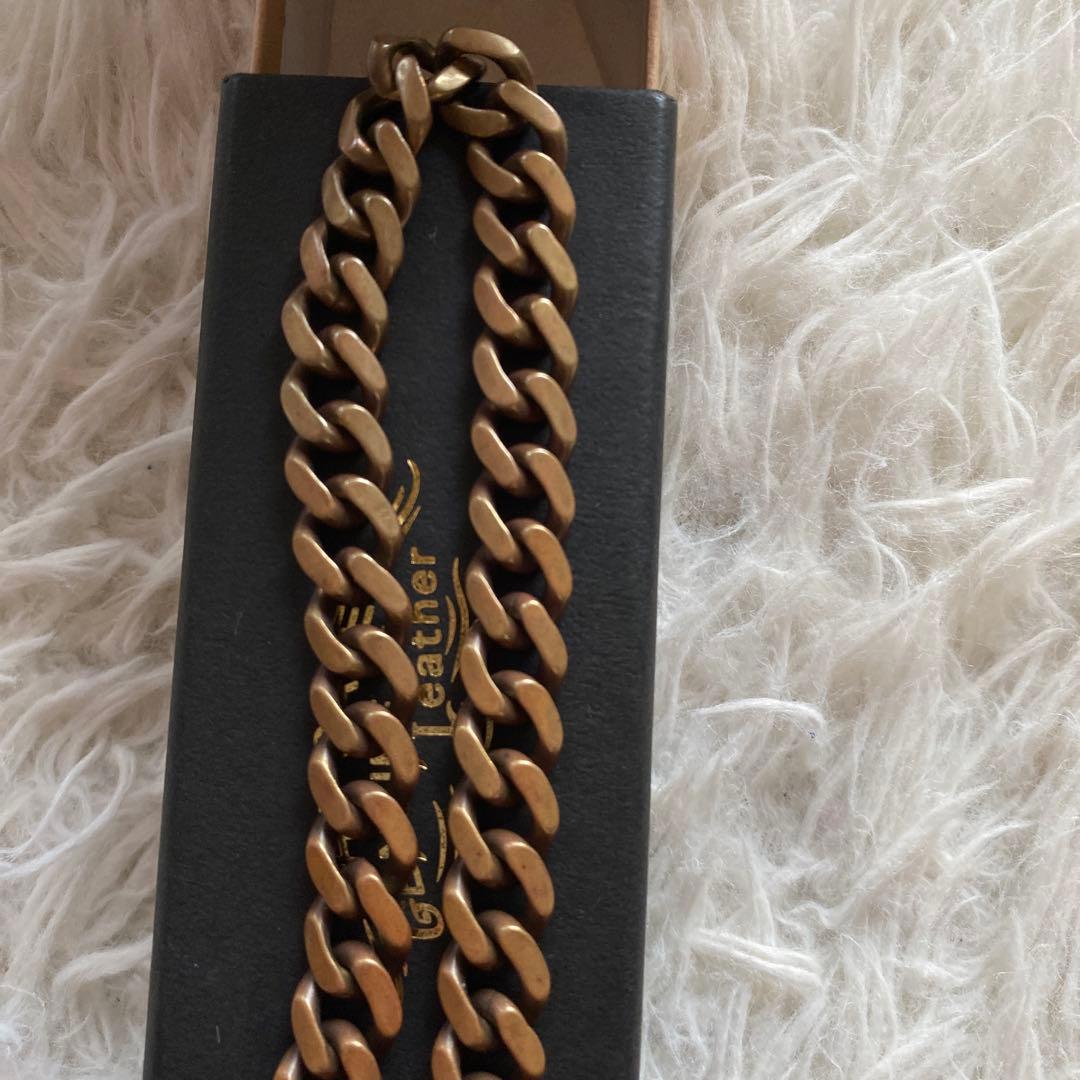 髭さんキャリー/CALEE　ウォレット チェーン　レザー&ゴールド