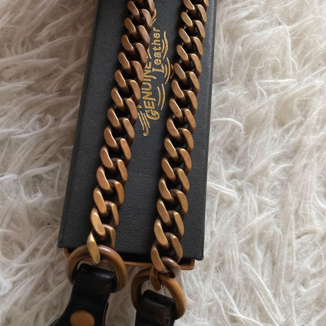 髭さんキャリー/CALEE　ウォレット チェーン　レザー&ゴールド