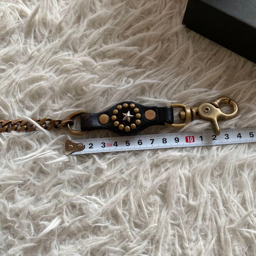 髭さんキャリー/CALEE　ウォレット チェーン　レザー&ゴールド