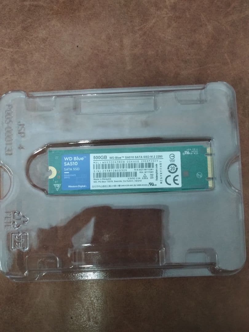 M.2 SSD 2280 500GB SATAタイプ WD Blue SA510