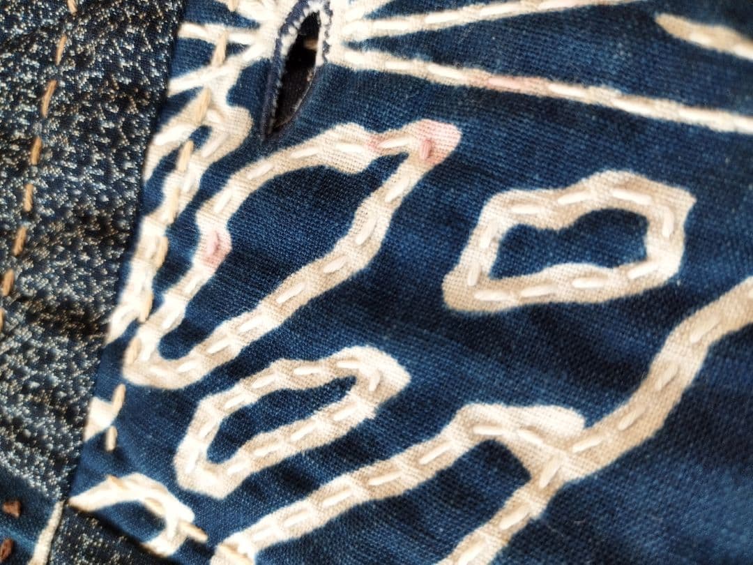 古布　久留米絣　刺し子　藍染　絵絣　ベスト