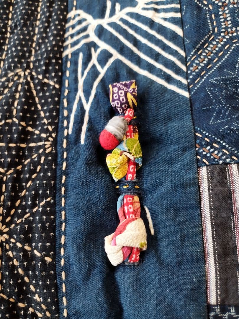 古布　久留米絣　刺し子　藍染　絵絣　ベスト