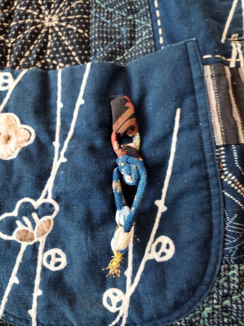 古布　久留米絣　刺し子　藍染　絵絣　ベスト