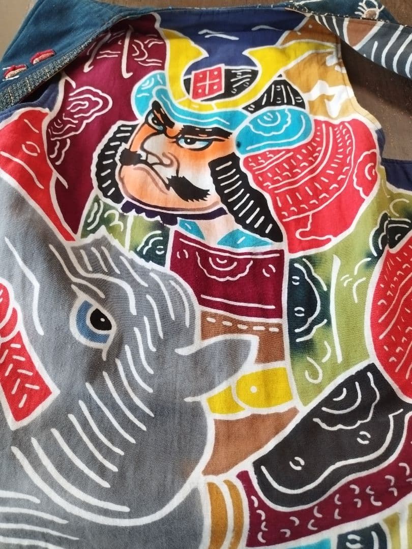 古布　久留米絣　刺し子　藍染　絵絣　ベスト