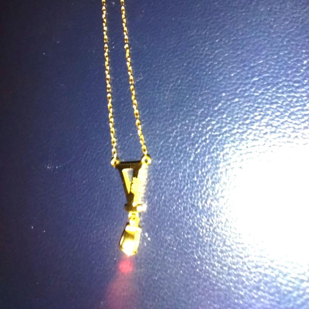 AHKAH　トライアングルトップ石付ネックレス　k18