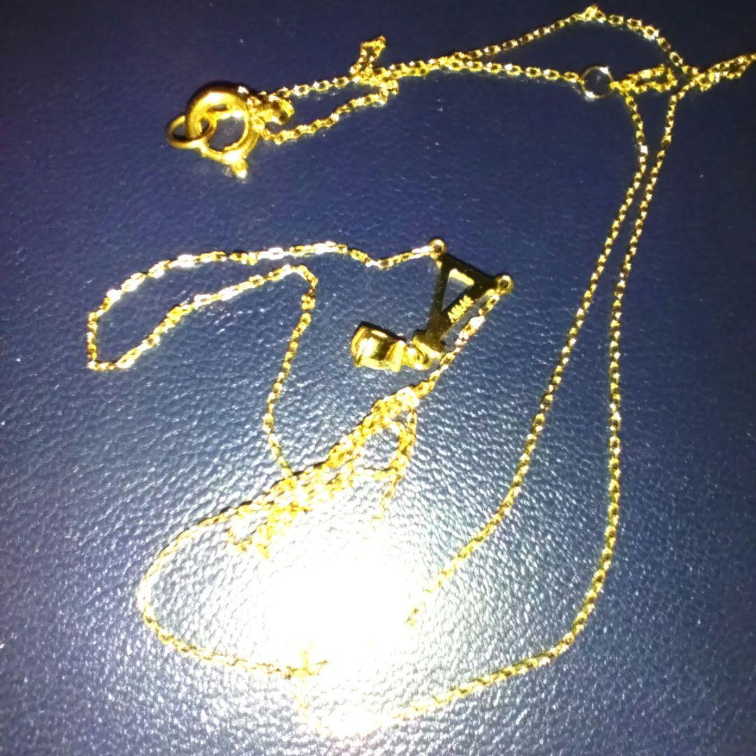 AHKAH　トライアングルトップ石付ネックレス　k18