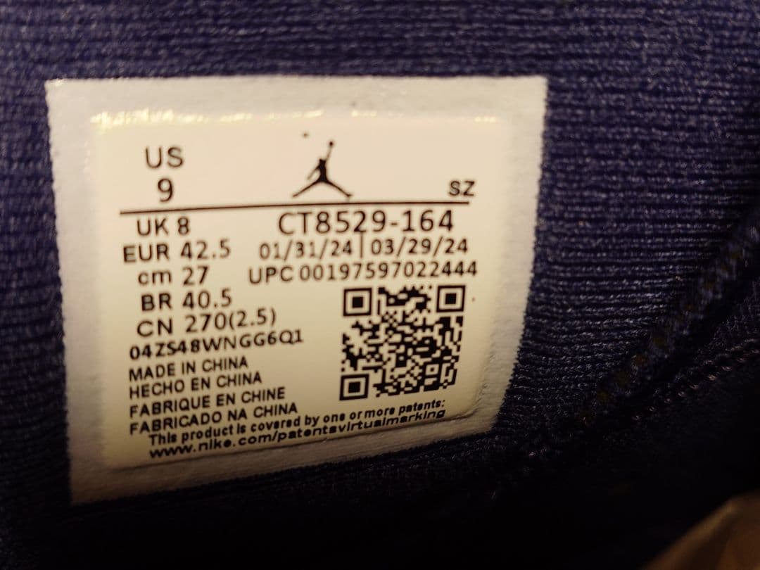 送料込 AIR JORDAN 6 RETRO　CT8529-164