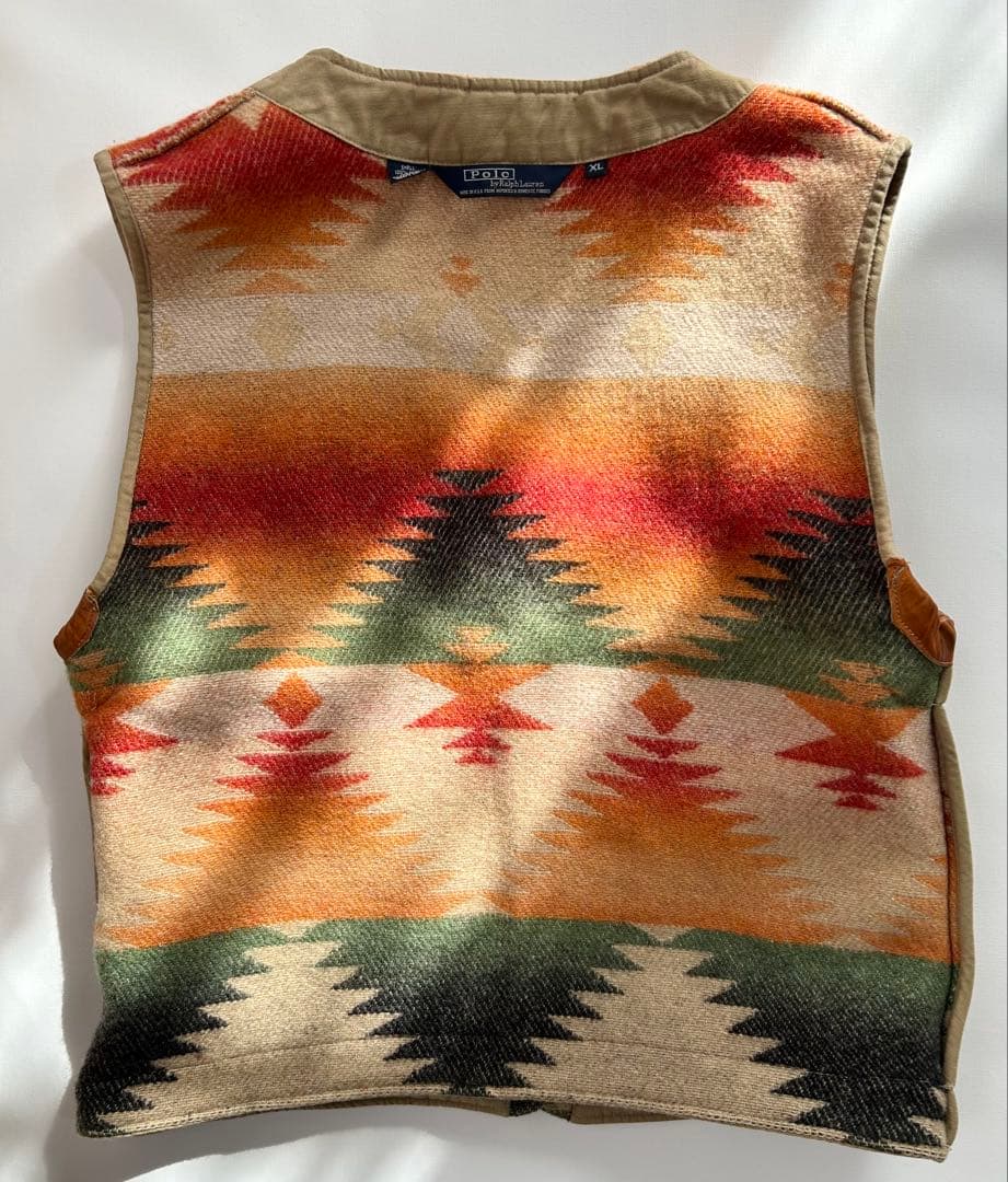 XL usa製 polo by ralph laurenネイティブ柄ウールベスト