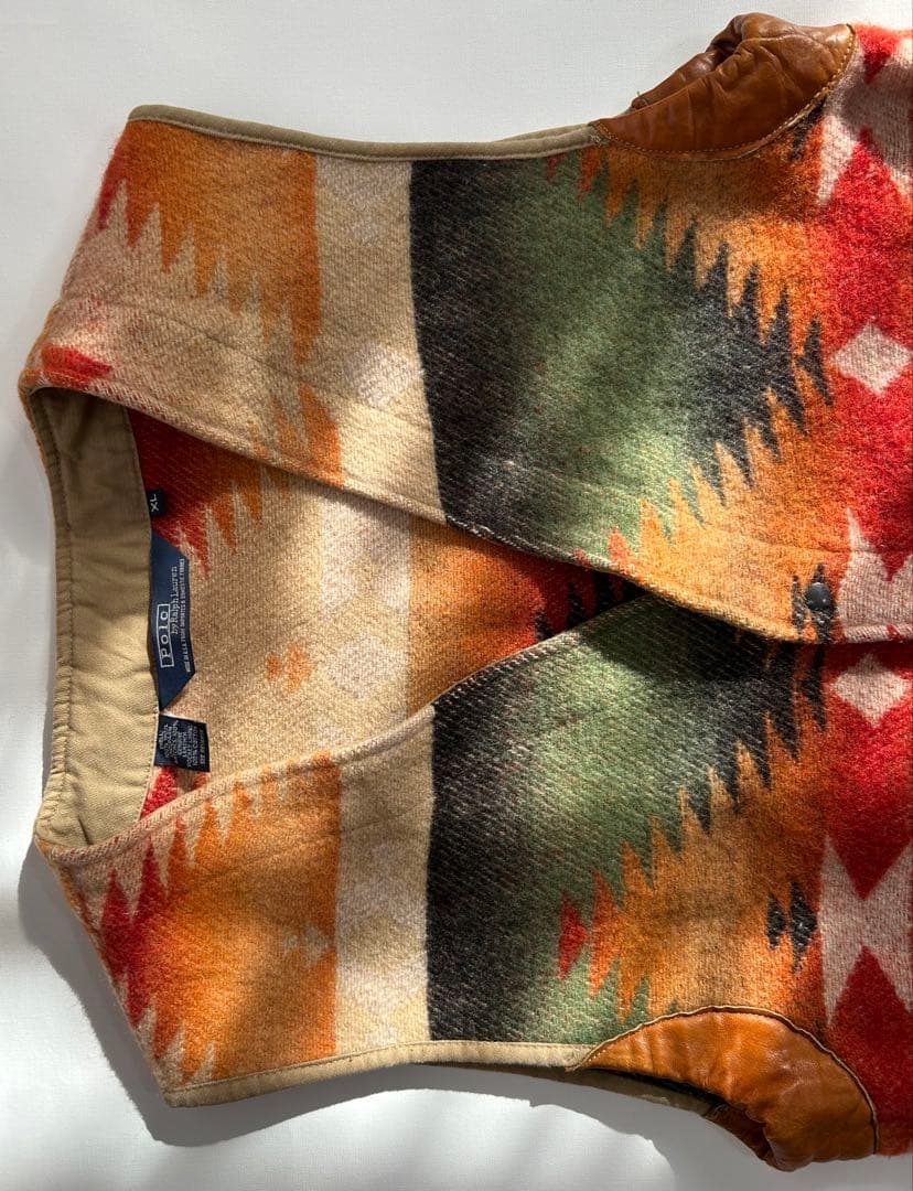 XL usa製 polo by ralph laurenネイティブ柄ウールベスト