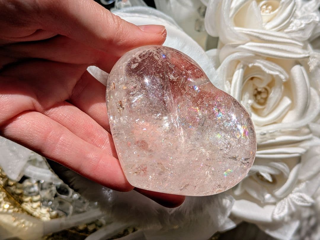 ☆ピンクアゼツライト（通称） ピンククリアクォーツ☆　 ハート　虹　天然石