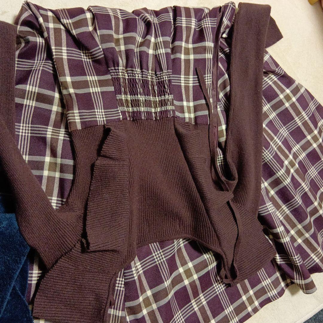 ロゼミューズ✩checkered knit docking onepiece