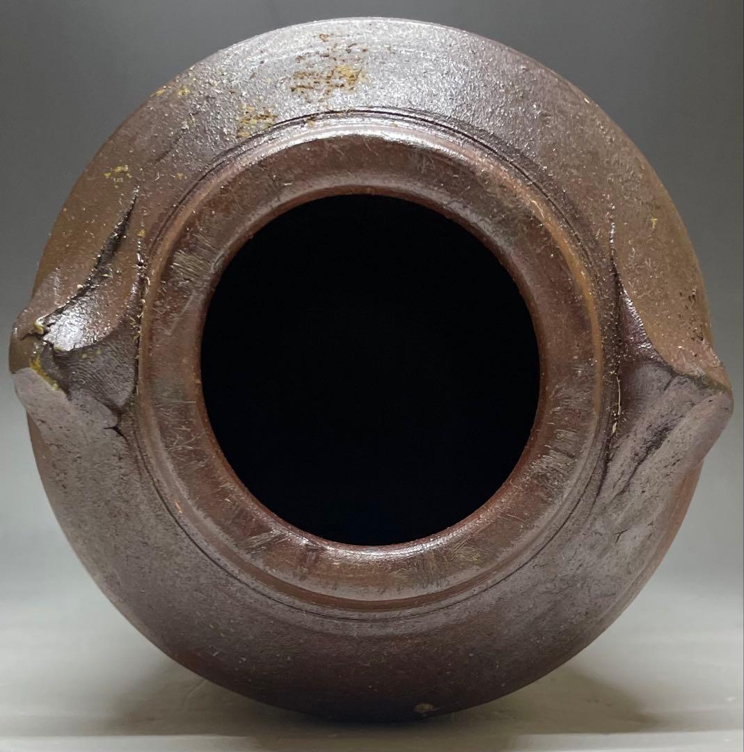 人間国宝　藤原雄　備前花入　耳付花入　備前焼　共箱　共布　栞　P5