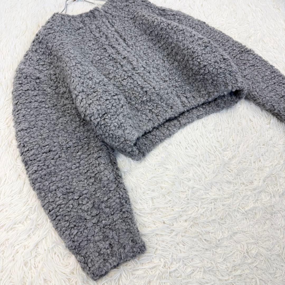 CLANE TEDDY BEAR HAND KNIT TOPS カーディガン 灰