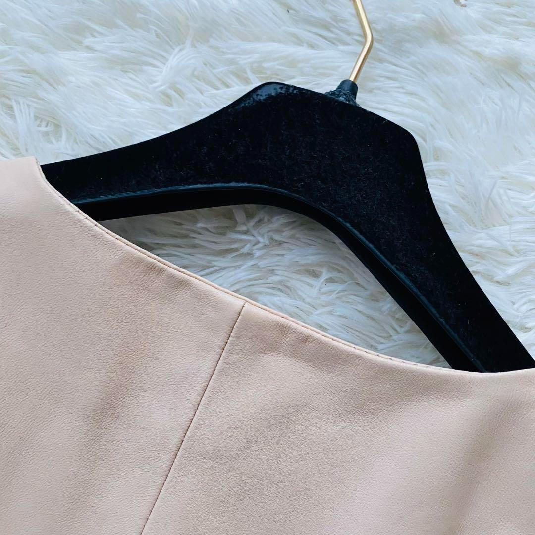 希少デザイン●最高級ラムレザー●デビュードフィオレ●ノーカラー レザージャケット