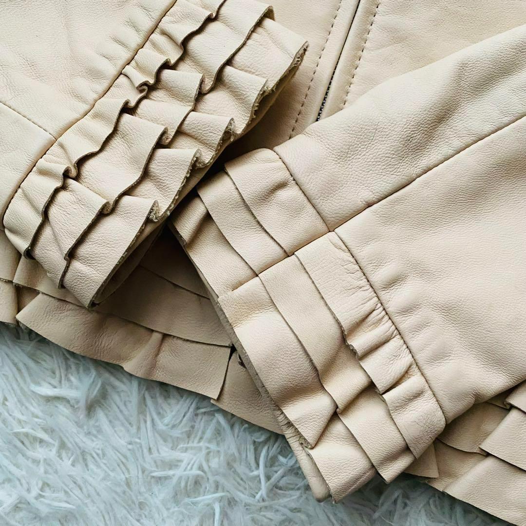 希少デザイン●最高級ラムレザー●デビュードフィオレ●ノーカラー レザージャケット