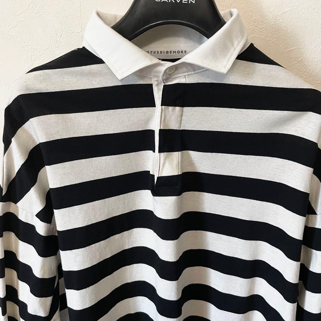 【美品 日本製】COGTHEBIGSMOKE 長袖ポロシャツ 白黒 ボーダー