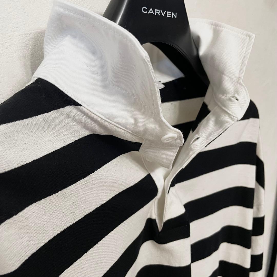 【美品 日本製】COGTHEBIGSMOKE 長袖ポロシャツ 白黒 ボーダー