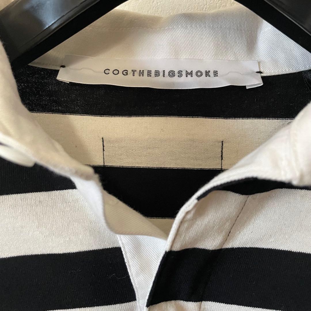 【美品 日本製】COGTHEBIGSMOKE 長袖ポロシャツ 白黒 ボーダー
