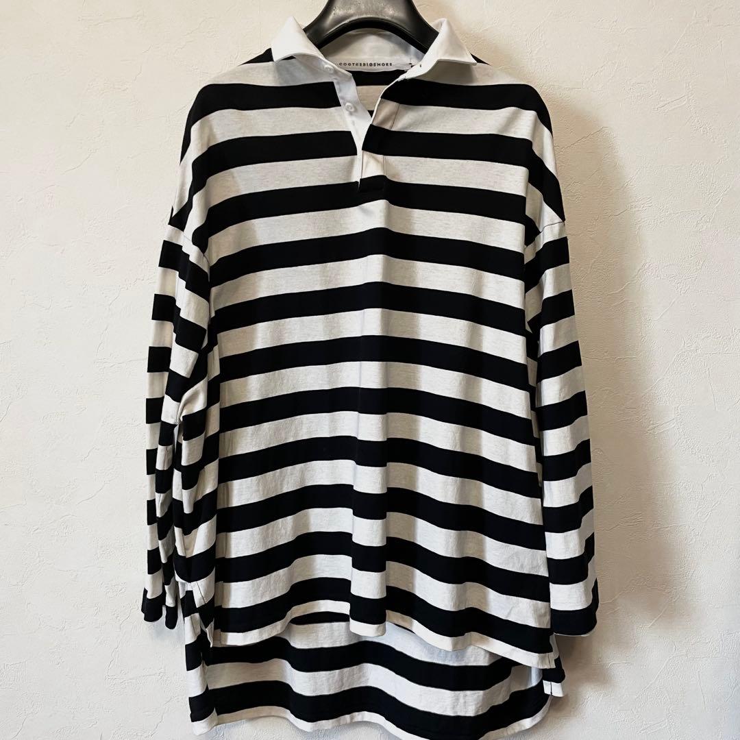 【美品 日本製】COGTHEBIGSMOKE 長袖ポロシャツ 白黒 ボーダー