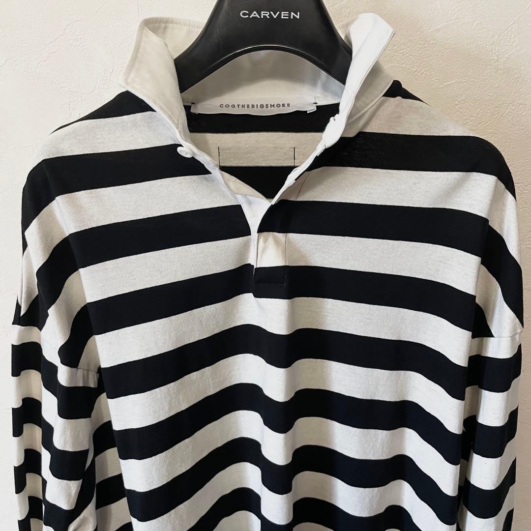 【美品 日本製】COGTHEBIGSMOKE 長袖ポロシャツ 白黒 ボーダー