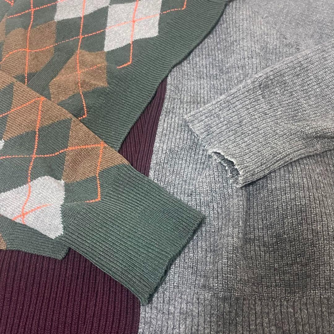 kolor カラー アーガイル柄 モヘア ドッキングタートルネックニット L