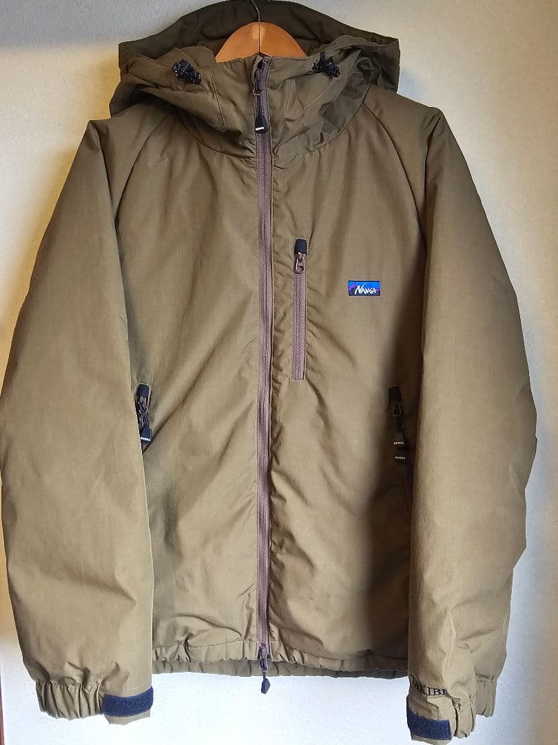 【希少】NANGA ナンガ 焚火ダウン Orange別注 Blueロゴ Lサイズ