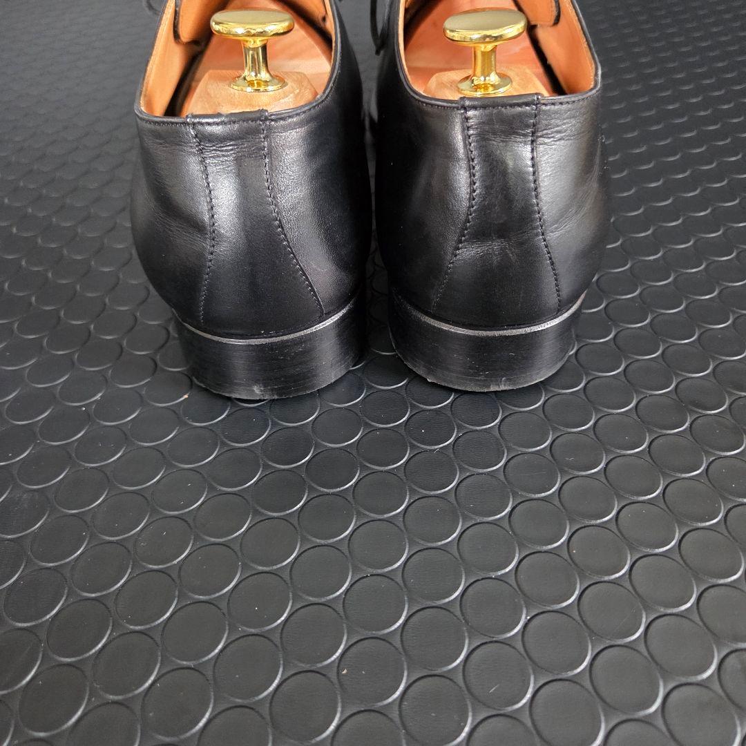 HERMES　ブラックレザー ドレスシューズ　プレーンツゥ 27㎝　箱
