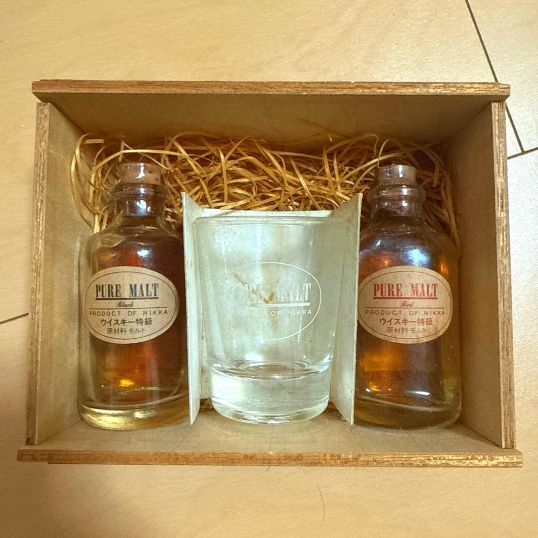 【特級表記】稀少ニッカウヰスキーピュアモルト　ブラック&レッド　ミニボトルセット