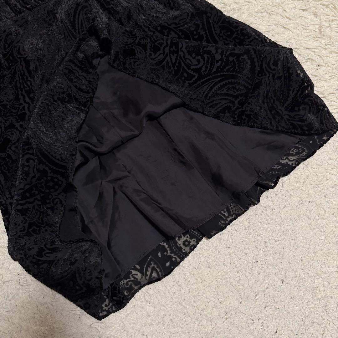 希少極美品　ジバンシー　ロングワンピース　ペイズリー総柄　ベルベット　ブラック