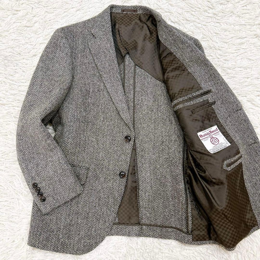 美品 ハリスツイード リスペクト テーラードジャケット ツイード 2B グレー