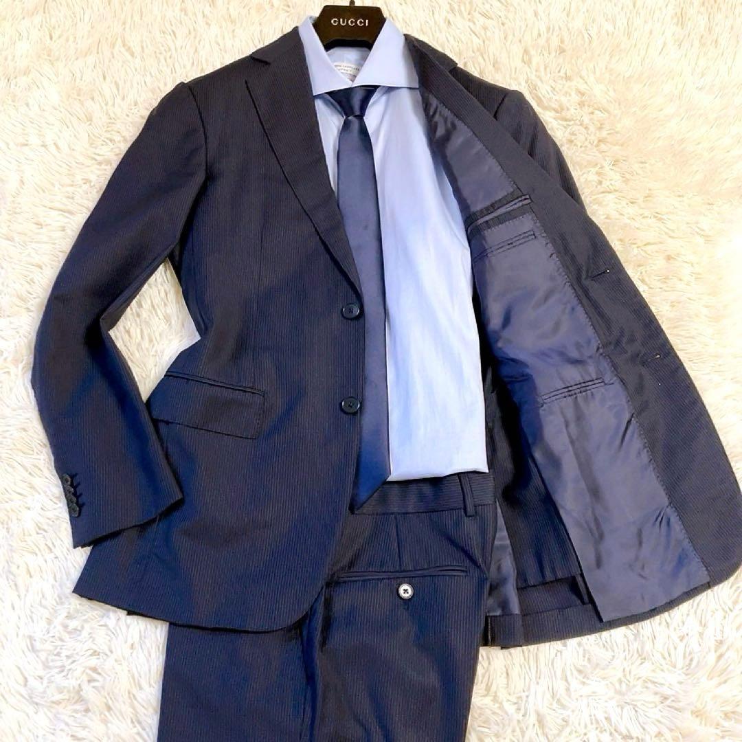 【黒タグ】Ermenegildo Zegna　スーツ　ネイビー　46　MILA