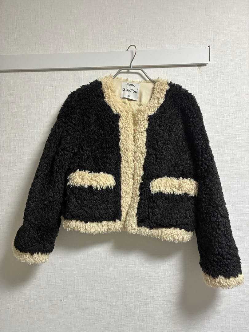 バイカラープードルファーショートジャケット
