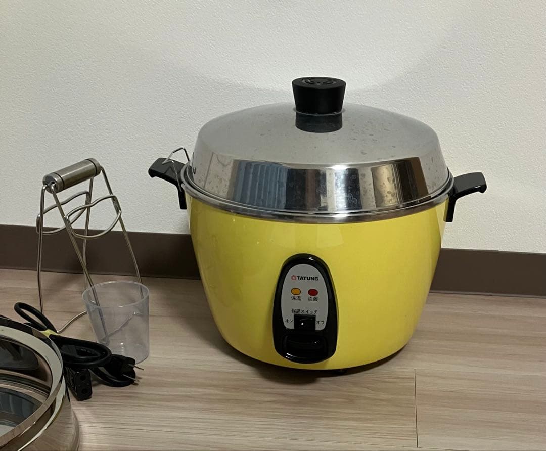 大同電鍋　炊飯器 10合　ステンレス　きはだ色 Lサイズ専用蒸し皿セット